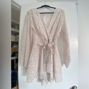 Blush pink polka dot romper